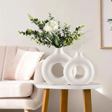 Modern Ceramic Vase Set  Hollow Circle Design - Product example