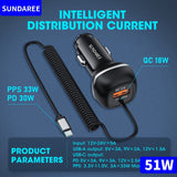 Fast Car Charger  51W USB-C Multi-Port QC 30 Technology - Detailed view