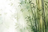 Bamboo Mural Wallpaper | Zen Green Watercolor Design