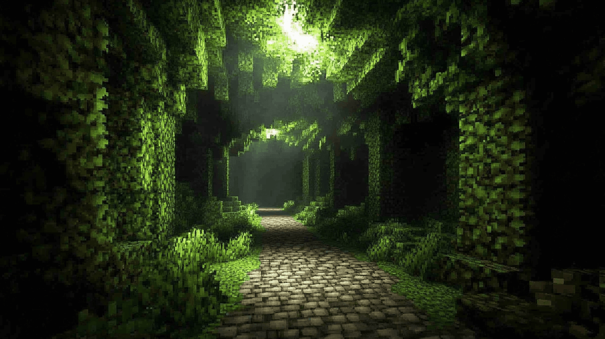 Forest Mural Wallpaper | Pixelated Green Valley Design