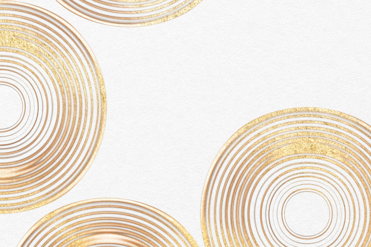 Geometric Mural Wallpaper | Golden Circles on White