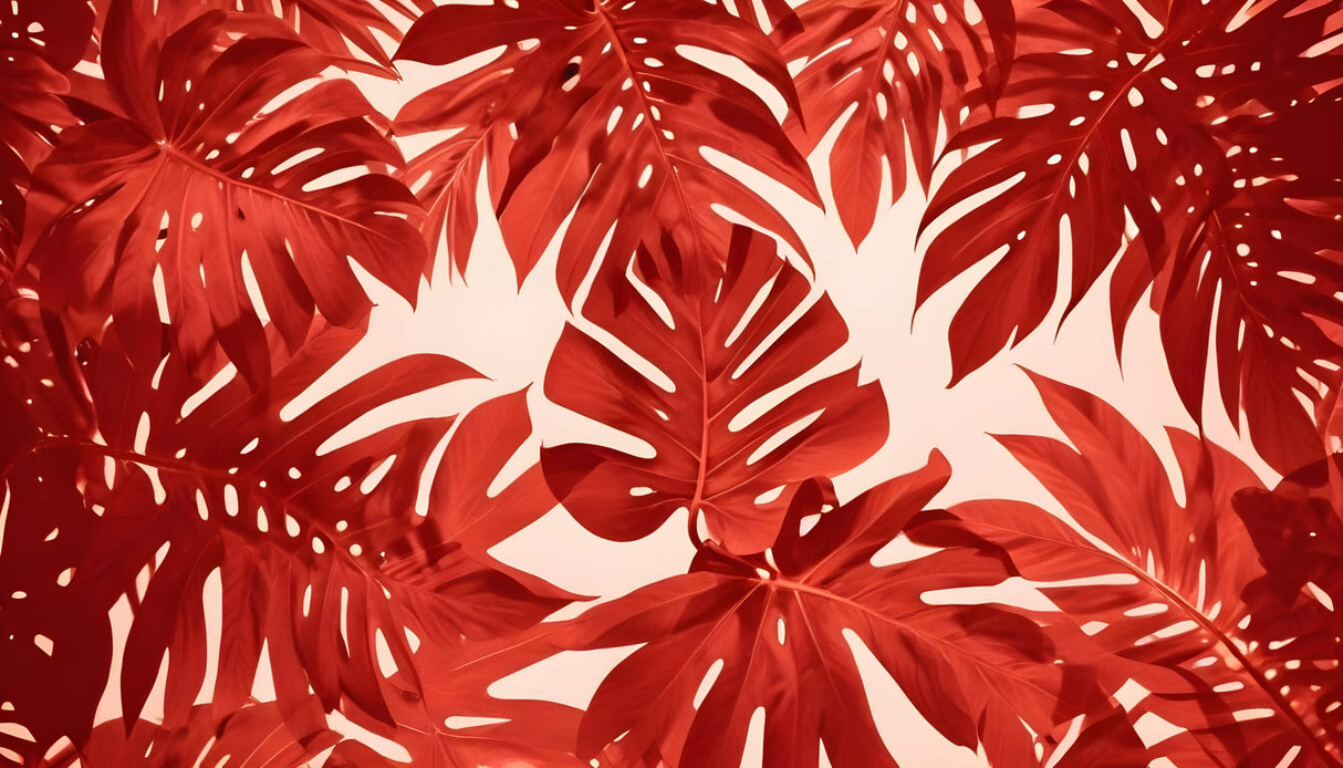 Monstera Mural Wallpaper | Terracotta Tropical Leaves