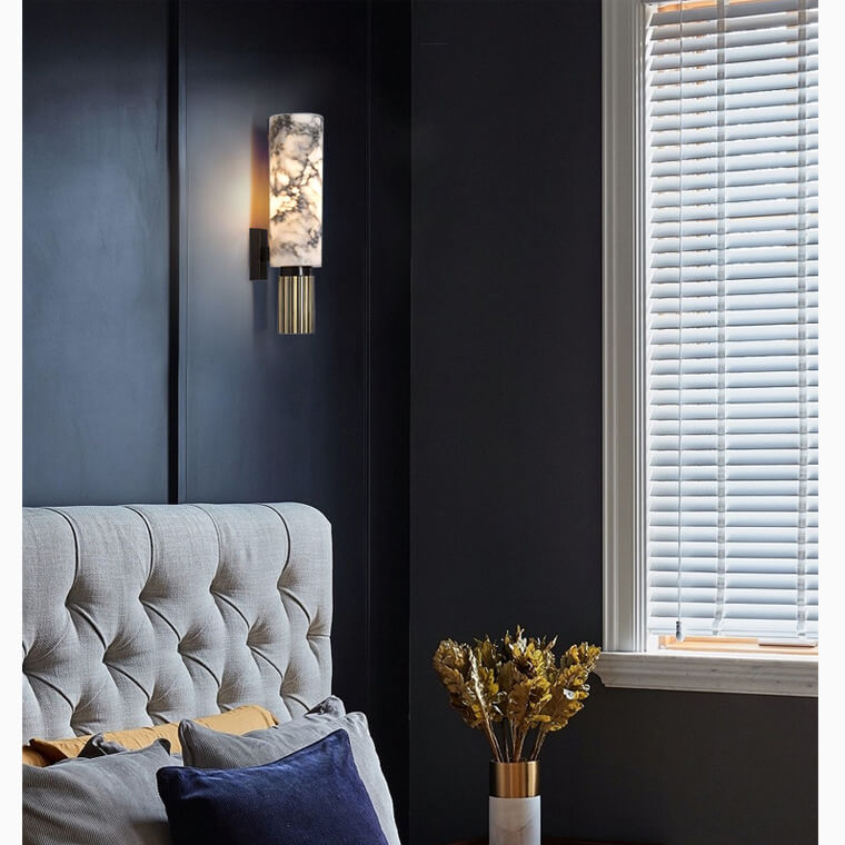 Marble Wall Sconce  Natural Stone Cylindrical Shade - Product detail 7