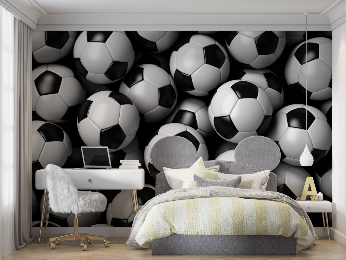 Football Mural Wallpaper | 3D Soccer Ball Pattern