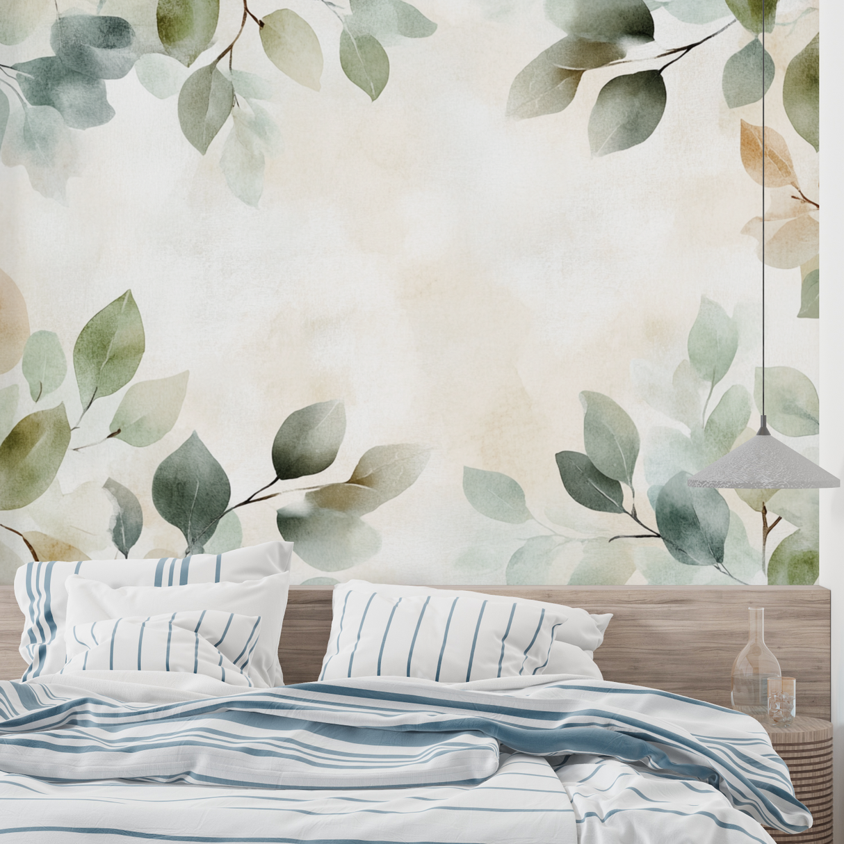 Botanical Mural Wallpaper | Watercolor Leaves and Branches