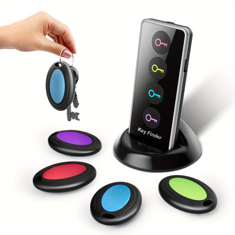 Smart Key Finder Set  4 Color-Coded Wireless Trackers with LED Alert - Product showcase