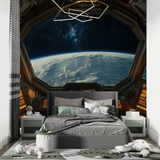 Space Mural Wallpaper | Spacecraft Window Earth View