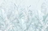 Tropical Mural Wallpaper | Soft Blue Palm Leaves Design