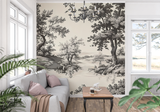 Forest Mural Wallpaper | Black and White Scenic Landscape