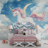 Unicorn Mural Wallpaper | Magical Rainbow and Stars Design