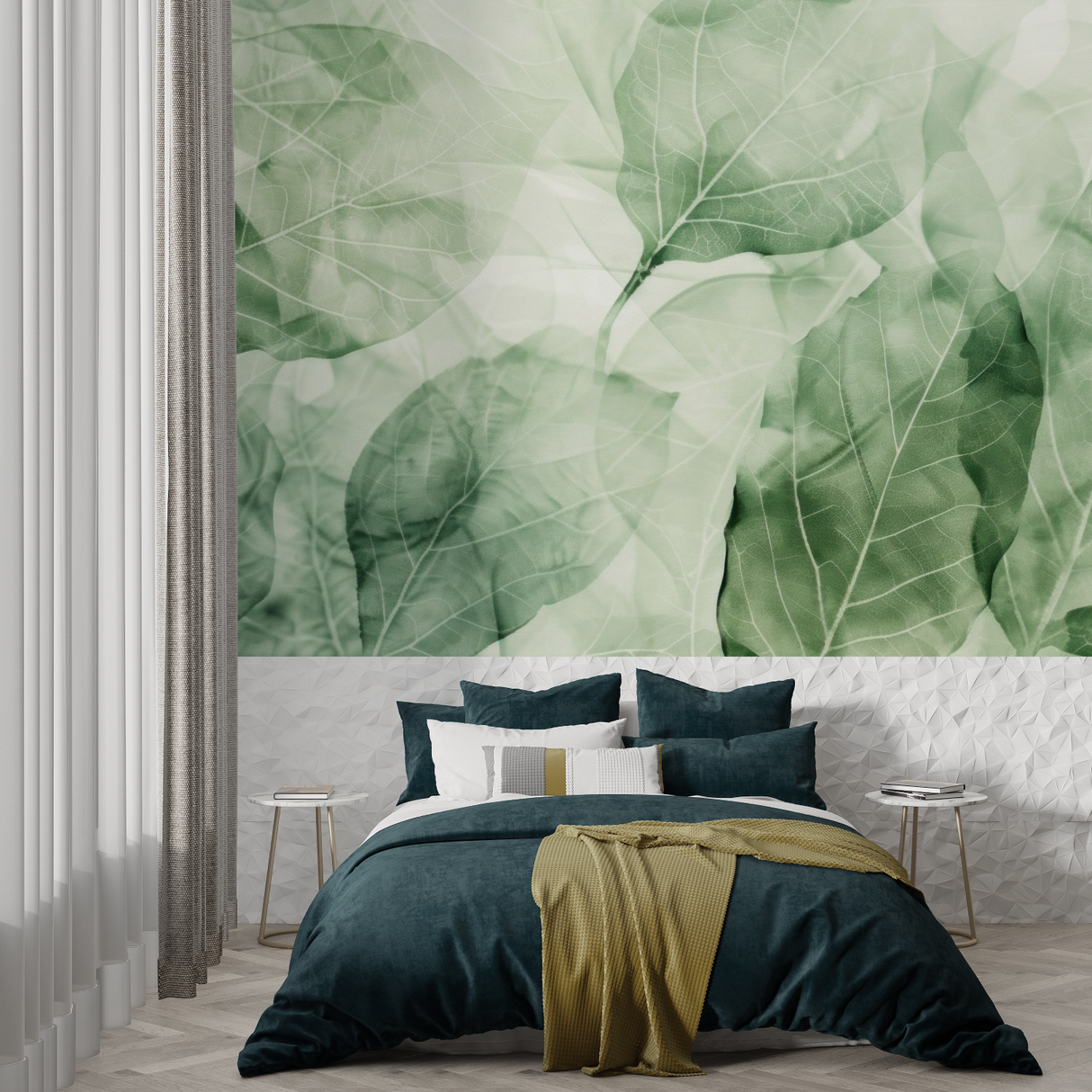 Foliage Mural Wallpaper | Ethereal Green Leaves Design