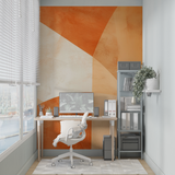 Abstract Mural Wallpaper | Terracotta Geometric Curves