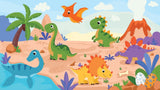 Papier Peint Mural Dinosaure | Scène d'Aventure Préhistorique Dessin Animé
