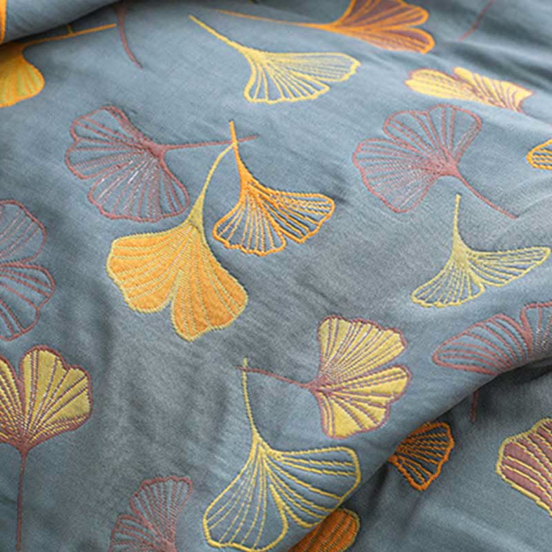 Botanical Duvet Cover  Reversible Cotton Ginkgo Leaf Pattern - Product detail 7
