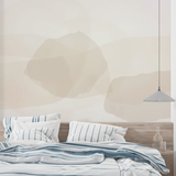 Mountain Mural Wallpaper | Minimalist Beige Abstract Design