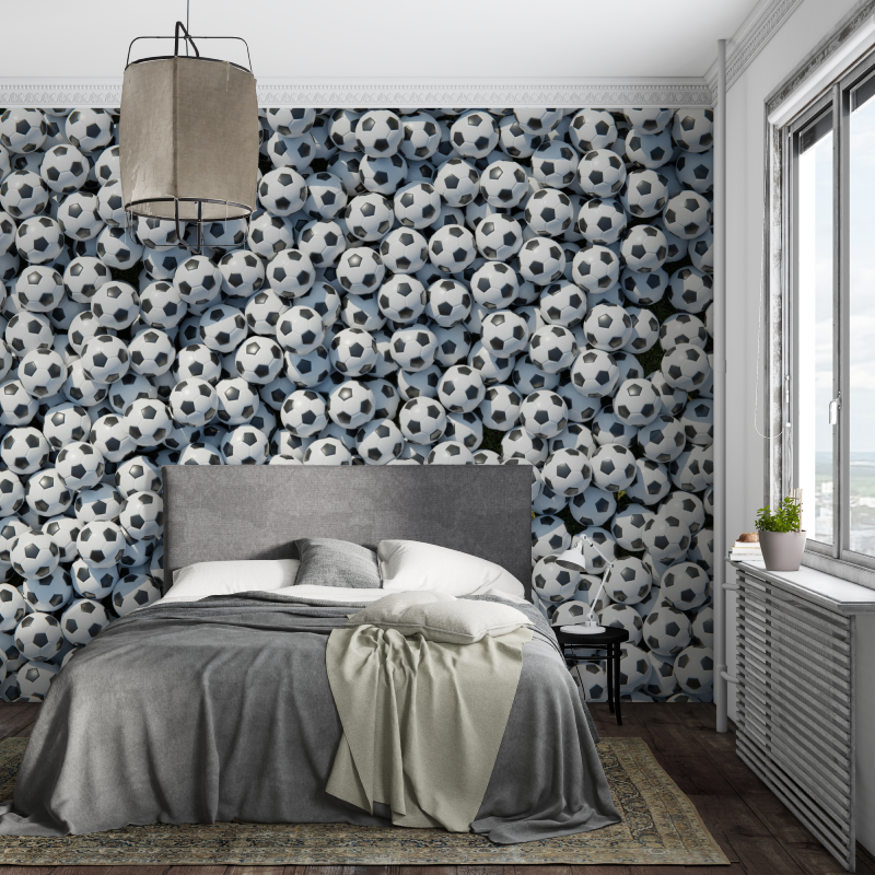 Football Mural Wallpaper | Black and White Soccer Ball Pattern