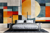 Geometric Mural Wallpaper | Modern Art Deco Style in Orange and Teal