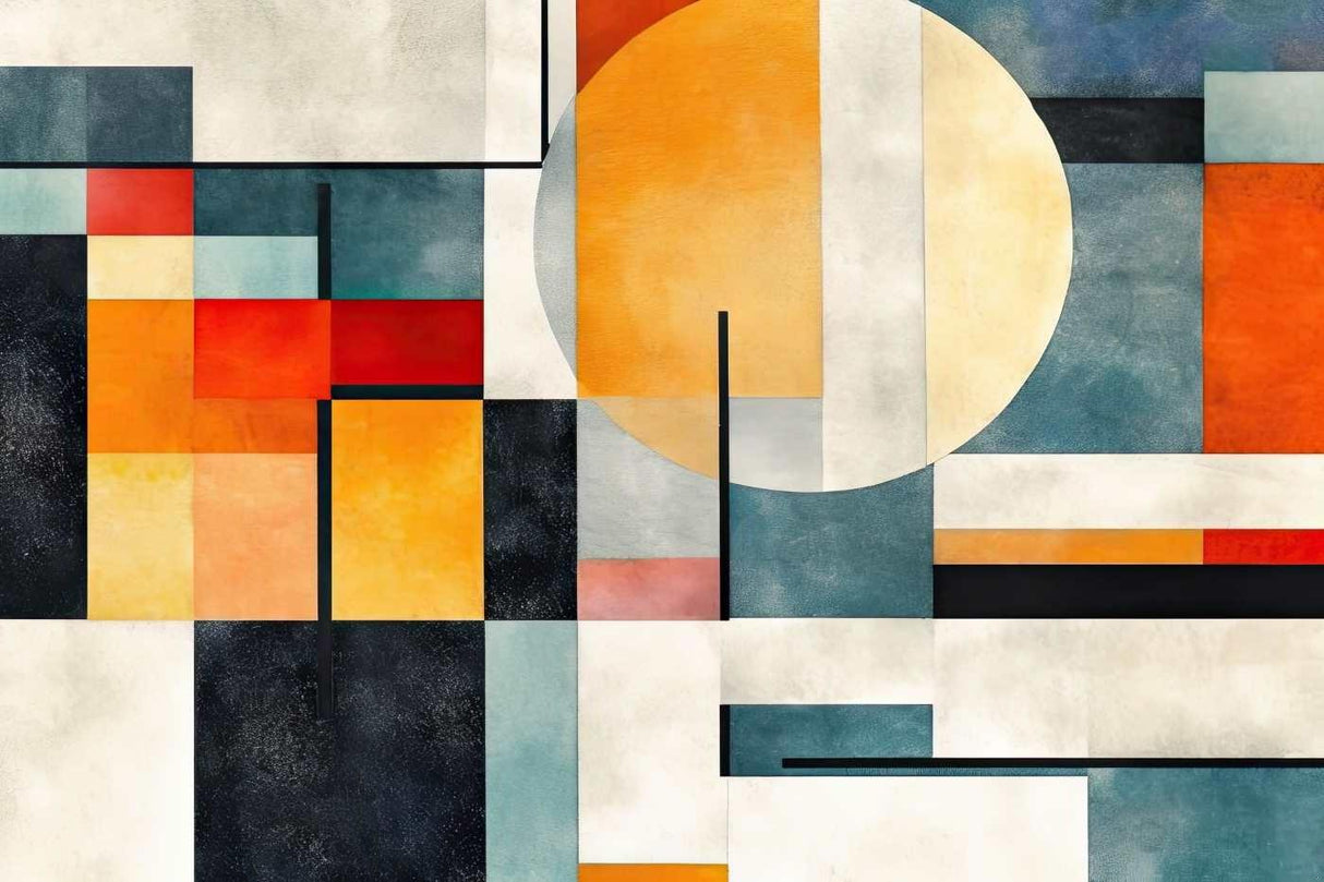 Geometric Mural Wallpaper | Modern Art Deco Style in Orange and Teal