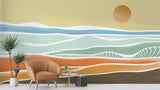 Abstract Beach Mural Wallpaper | Minimalist Coastal Waves Design