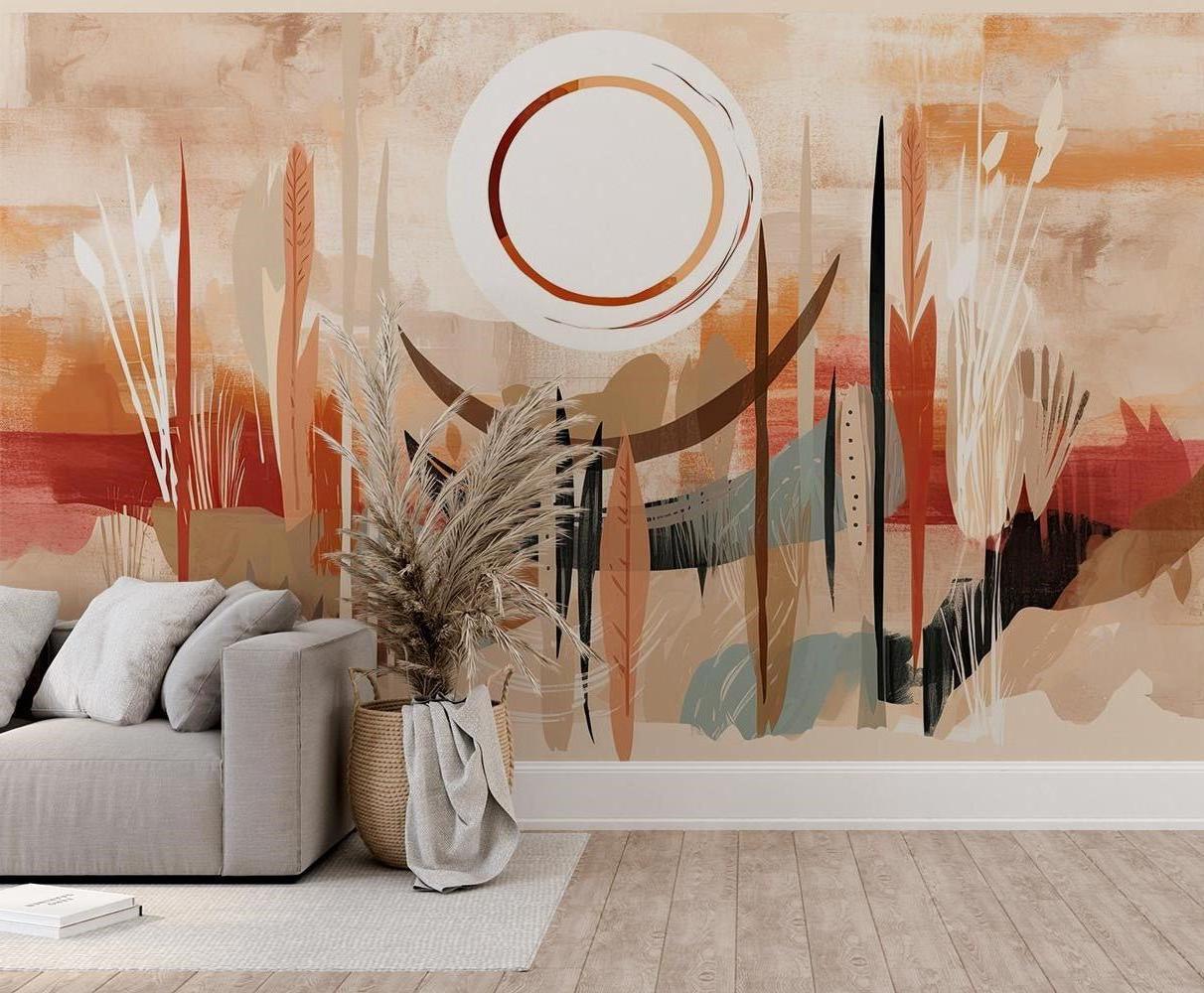 Abstract Mural Wallpaper | Desert Sun Terracotta Design