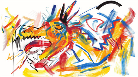 Abstract dragon street art wallpaper design file showing vibrant colors and dynamic brushstrokes