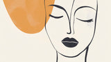 Abstract Face Line Art Wallpaper design file showing elegant black lines and terracotta accents