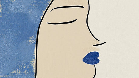 Abstract Face Line Art design file showing intricate details and blue accent elements