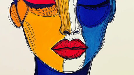 Abstract face pop art wallpaper design file showing vibrant color blocks and bold line work