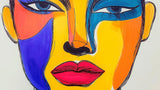 Abstract Face Portrait design file showing vibrant pop art pattern with geometric color blocks