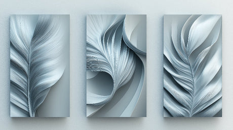 Abstract Feather Wallpaper design file showing delicate grey botanical pattern on white background