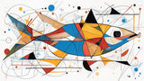 Abstract fish wallpaper design file showing geometric marine pattern with artistic details and bold color composition