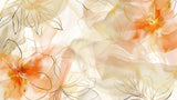 Abstract floral wallpaper design file showing delicate golden lines and watercolor pattern