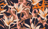 Abstract floral wallpaper design file showing modern orange and pink pattern detail