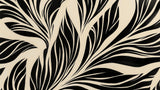 Abstract Foliage Mural Wallpaper | Black and Beige Leaf Pattern