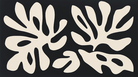 Black and white abstract leaf pattern design file showing detailed Matisse-inspired botanical forms