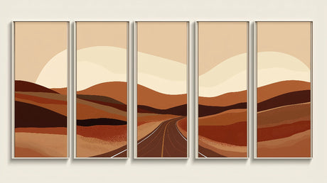 Desert Hills and Winding Road design file showing warm terracotta tones and flowing abstract landscape pattern