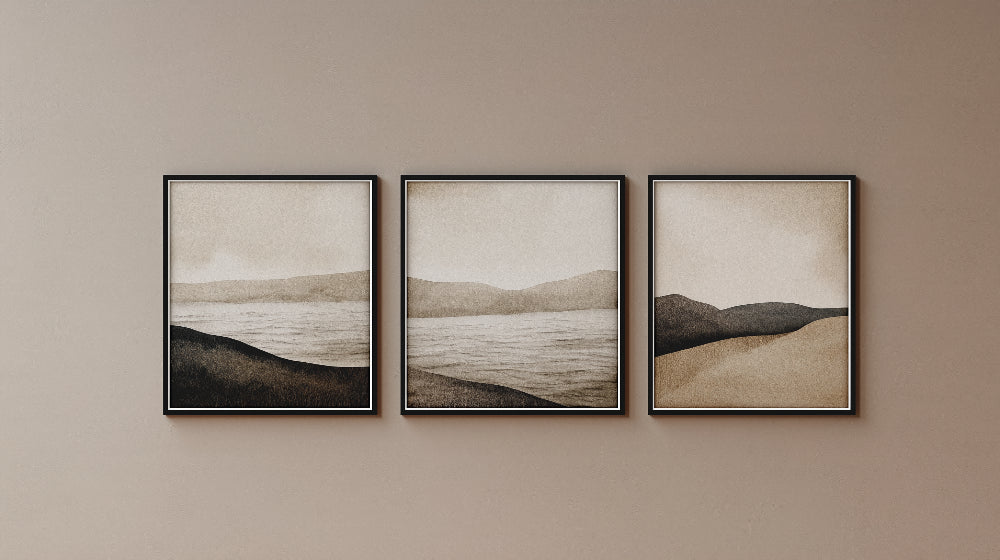 Abstract Desert Landscape Wallpaper design file showing minimalist desert scene pattern in beige