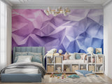 Abstract geometric wall mural making a statement in a contemporary home office space