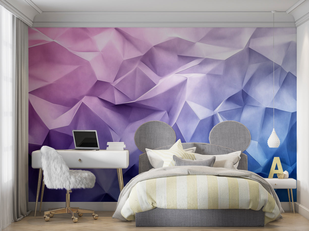 Modern abstract wall mural showcased in a trendy retail space interior