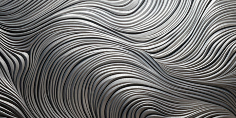 3D silver wave pattern wallpaper design file showing detailed metallic texture and flowing lines