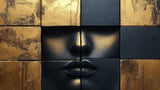 Black and gold abstract face design file showing detailed geometric pattern and metallic finish