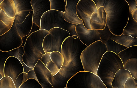 Black and gold abstract leaf pattern design file showing intricate details and textures