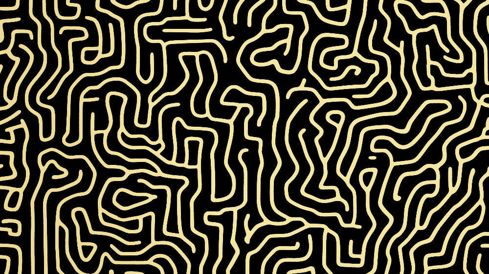 Abstract black and gold maze pattern design file showing intricate geometric details
