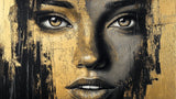 Black and gold portrait art wallpaper design file showing intricate metallic details and rich textures