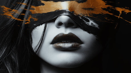 Black and Gold Portrait design file showing intricate metallic details and artistic brushstrokes