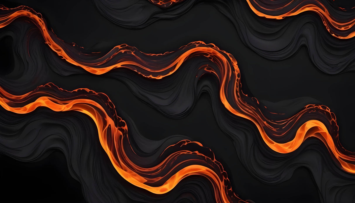 Design file of fluid orange wave pattern on black background