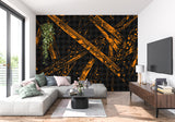 Abstract Splash Wall Mural creating drama in a modern dining room setting
