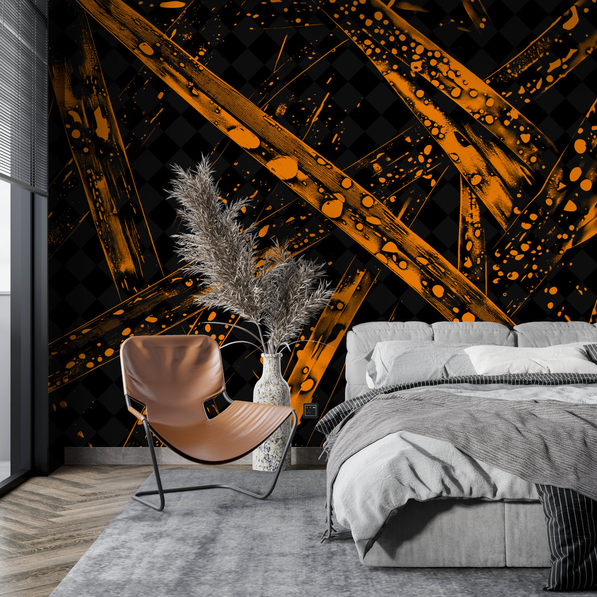 Modern Abstract Wall Design showcased in an urban loft space