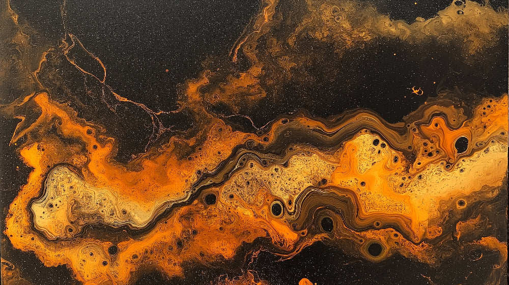 Black and orange abstract wave design file showing fluid pattern detail and rich color variations