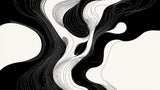 Black and white abstract wallpaper design file showing fluid line pattern